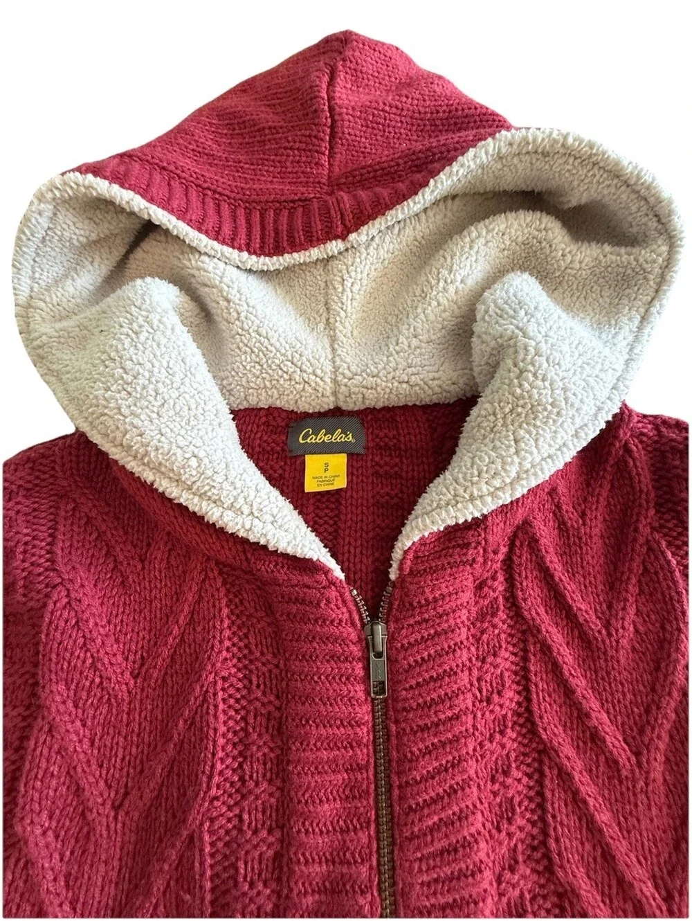 Cabellas Small Zip Up Women’s Sweater Size Small Lined Hood
